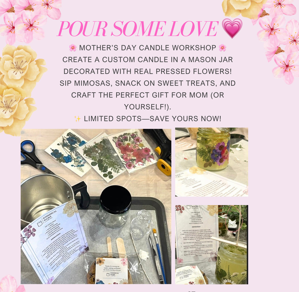 🌸 Mother’s Day Candle-Making Workshop at Whimsical Wicks 🌸