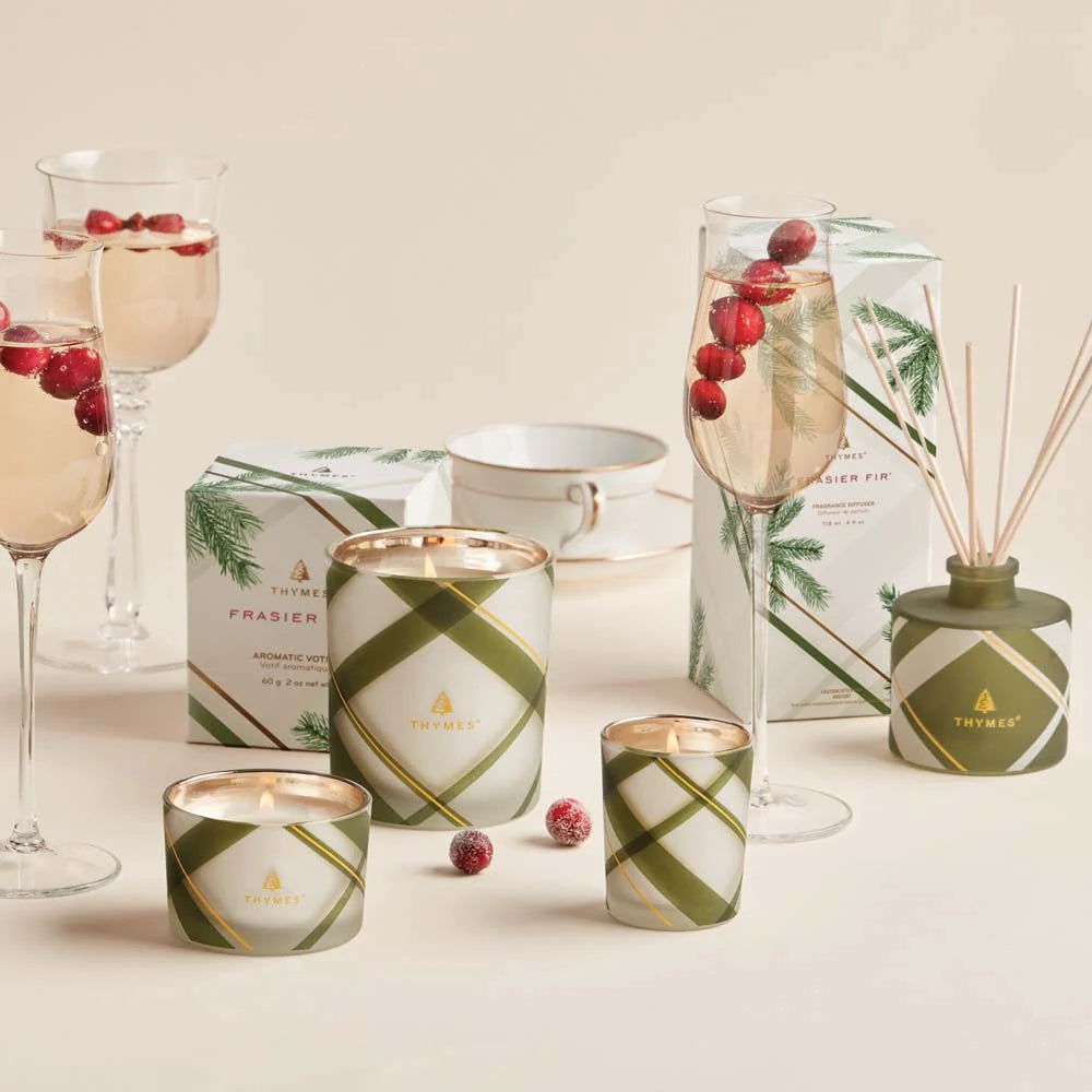 Thymes - Frasier Fir Frosted Plaid Medium Candle