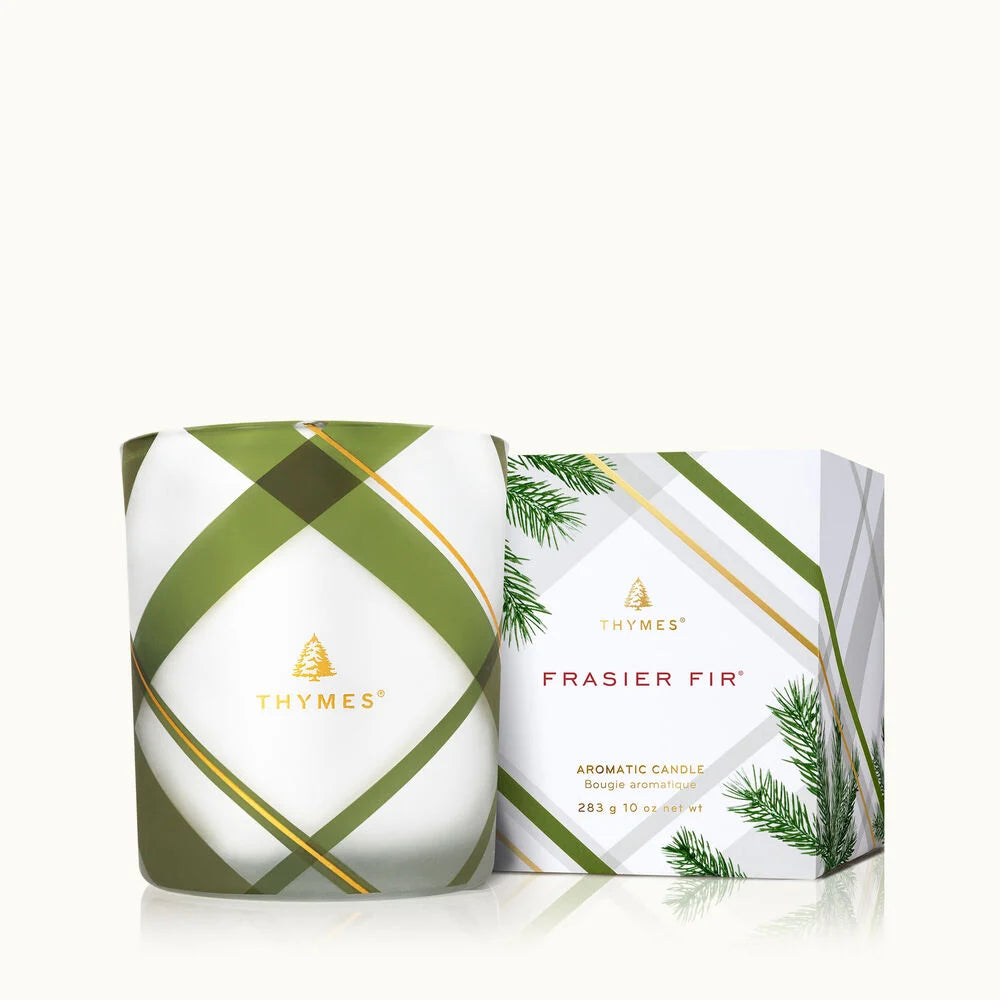 Thymes - Frasier Fir Frosted Plaid Medium Candle