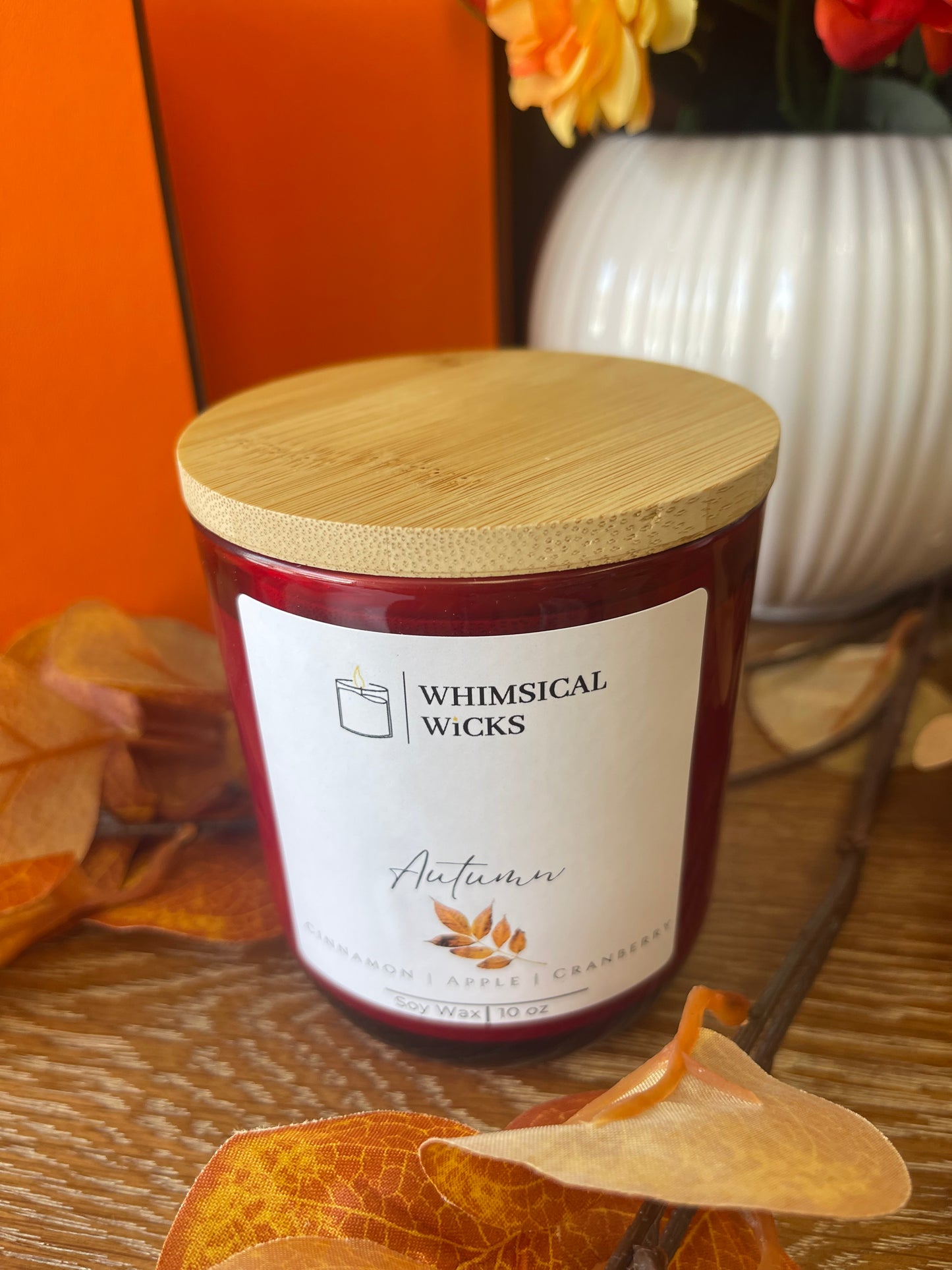 Whimsical Wicks - Autumn 10oz Candle Red Vessel