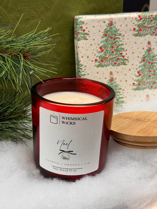 Whimsical Wicks - Noel 10oz Candle Red Vessel