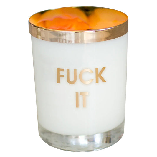 FUCK IT CANDLE- GOLD FOIL ROCKS GLASS