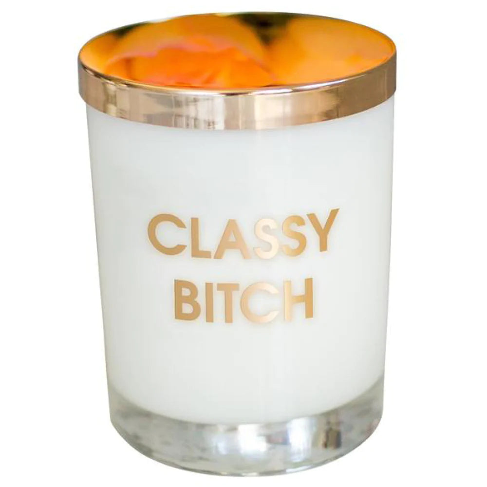 CLASSY BITCH CANDLE - GOLD FOIL ROCKS GLASS