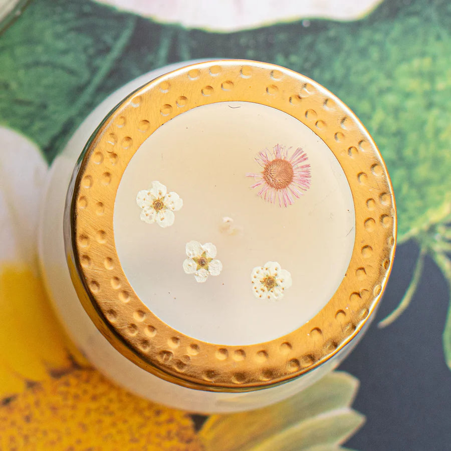 Rosy Rings - APRICOT ROSE SMALL PRESSED FLORAL CANDLE